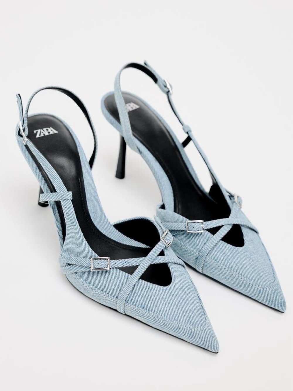 🆕{ZARA} Blue Denim Slingback Heels